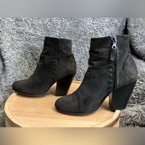 Rag and Bone Black Suede Leather Booties Block Heel Size EU 36/US 6
